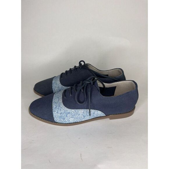 Marais USA Shoes Blue Floral Canvas Cap Toe Lace Up Oxfords Women Sz 8M US/39EU - Picture 12 of 13
